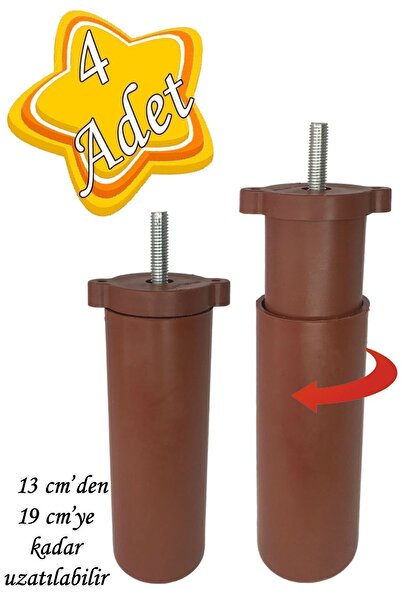 GLASWEN 4 Adet Ayarlı Destek Ayağı 13 X 19cm Kahverengi Gizli Ayak M8 Civata ...