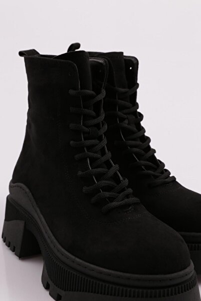 DGN Černé semišové dámské boty – na zip a silná podrážka