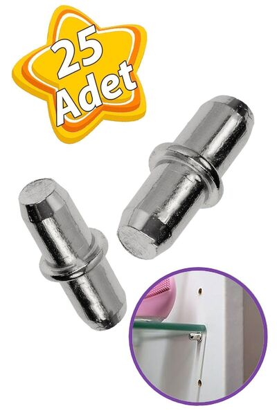 GLASWEN Metal Halkalı Raf Pimi Cam Ahşap Metal Raf Tutucu Çivisi Mobilya Dola...