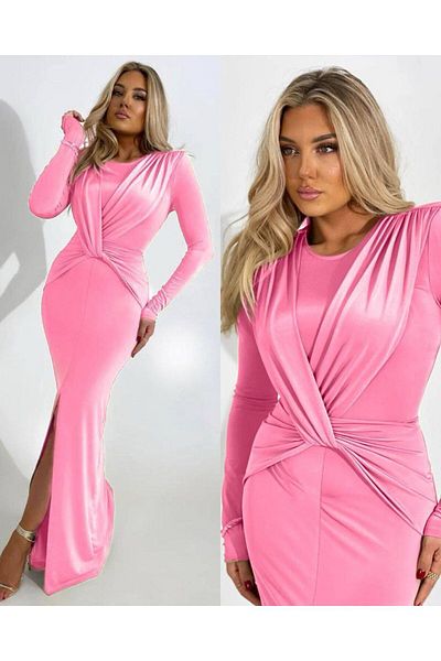 hipnoz butik Γυναικείο φόρεμα με μακριά μανίκια και σκίσιμο