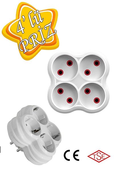 GLASWEN Four-Eyed 4-Plus Grounded Child-Proof Multi-Group Socket Duplication Quadruple Plug Socket Surface Mounted Daisy