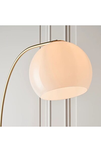 VİSENTE HOME Parlak Beyaz Metal Şapkalı Deve Boynu Lambader