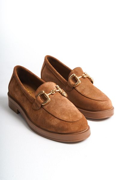 GNS Shoes Genuine Suede Leather Loafer with Tan Buckle