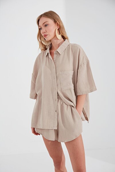 EDITION WOMAN Taş Müslin Kadın Rahat Kesim Şort | Ek1007205-7205