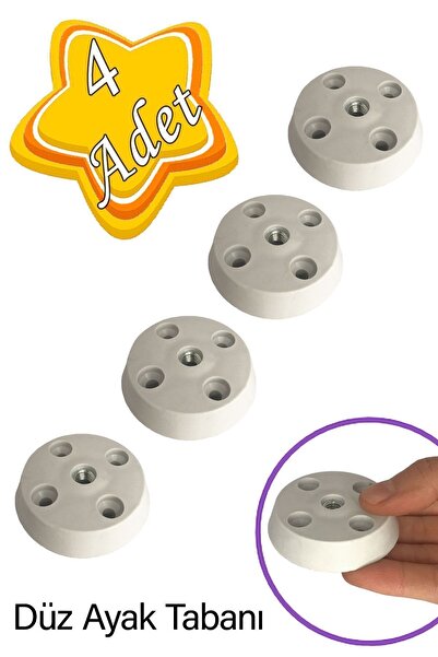 GLASWEN 4 Adet Düz Ayak Tabanı Beyaz Mobilya Masa Sehpa Ayağı Bağlantı Aparat...