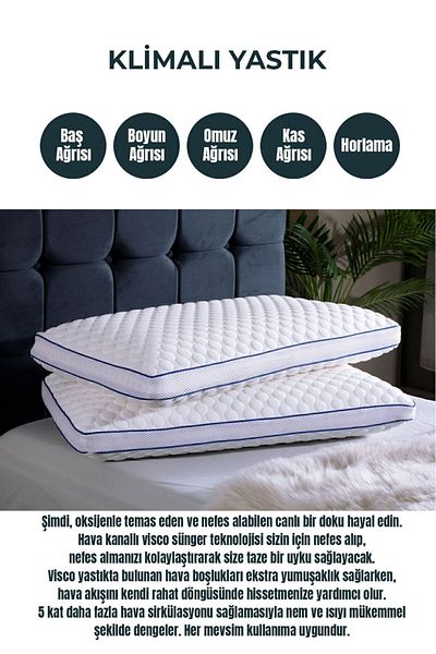 Tago Home Air Comfort Conditioned Air Channel Orthopedic Visco Pillow 70x41x11,5 Cm