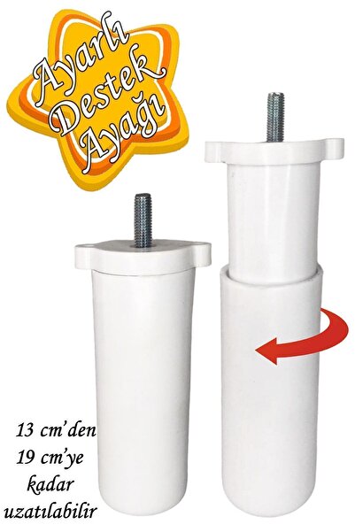 GLASWEN Ayarlı Destek Ayağı 13 X 19 Cm Beyaz Gizli Ayak M8 Civatalı Incediş M...