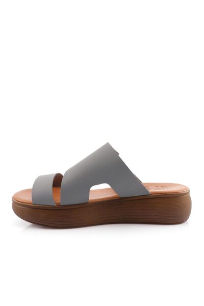 DGN Жіночі тапочки з товстою підошвою та ремінцем, сірі, натуральна шкіра 62132110