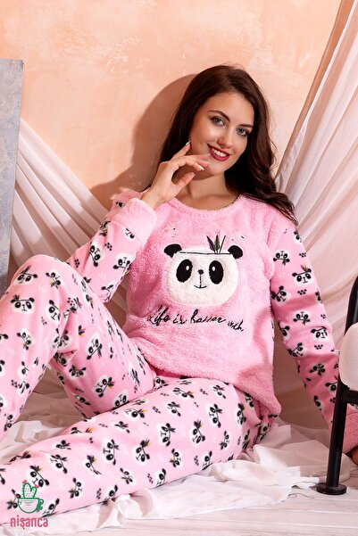 nisaNCa Χειμερινό Γυναικείο Σετ Πιτζάμες Welsoft Fleece - Πρωτοχρονιάτικες Πυτζάμες