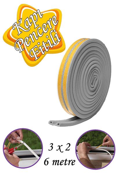 GLASWEN 3x2=6 Meters Door Window Tape Gray Wick Adhesive Cold Insulation Tape
