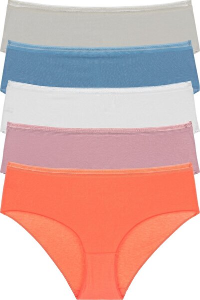 Humaone Pachet de 5 chiloți Bato de culoare pastel - portocaliu, alb, pudră, albastru, antracit