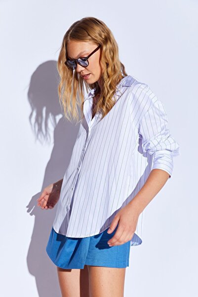 EDITION Жіноча сорочка в бежеву смужку - Ek334862-7431