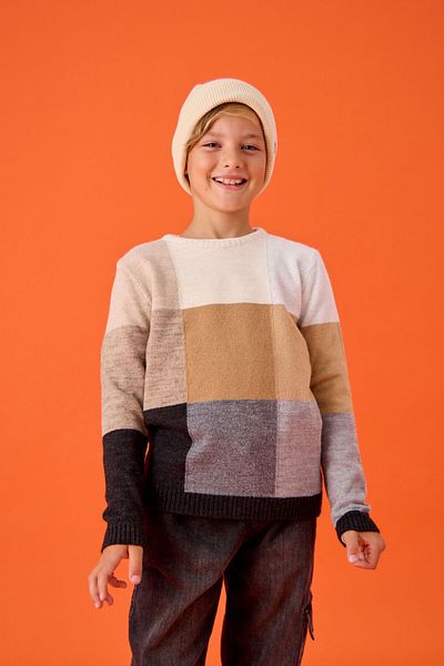 Nisrakids Boy's Block Patterned Casual Knitwear Sweater