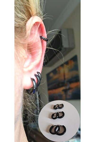 Bylin Cerrahi Çelik Halka Küpe Seti-üç Çift - Halka Çapı 7mm, 9mm Ve 12mm