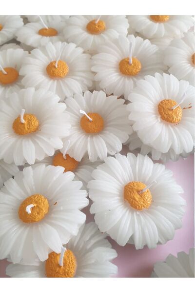 ERSE HOME 20 Adet Dekoratif Hediyelik Papatya Mum