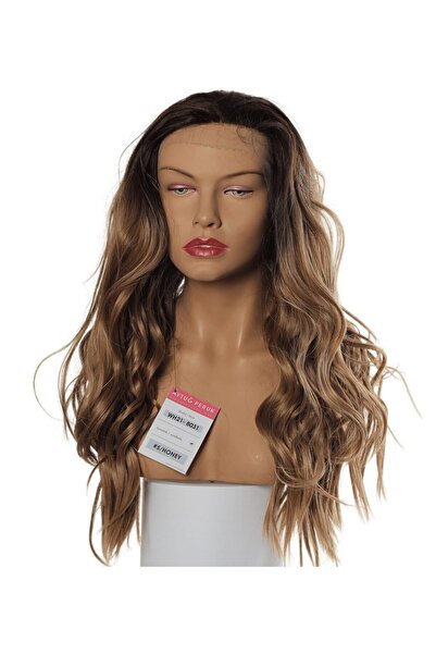 AYTUĞ PERUK Sentetik Medikal Uzun Tül Peruk Koyu Kahve - Bal Köpüğü Ombreli -...