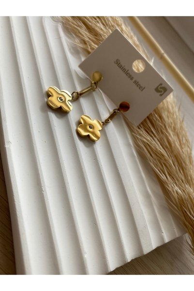 stainless steell Rubsey Yonca Sarkıtma Model Küpe Minimal Paslanmaz-kararmaz ...