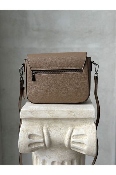 DERKON Τσάντα χιαστί από γνήσιο δέρμα Miley Model Color Mink