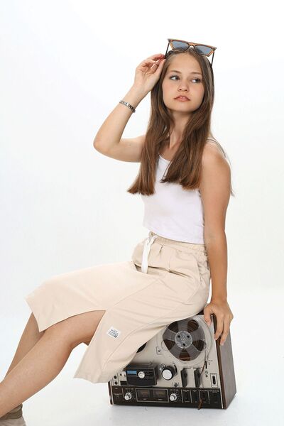 HayKids Girl - Two String Fabric Slit Maxi Skirt