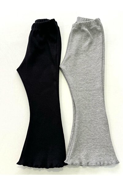 ARYA BABY 2 li Kız Bebek Triko Kaşkorse Kumaştan Geniş Fitilli Ispanyol Paça ...