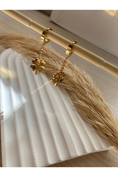 stainless steell Rubsey Yonca Sarkıtma Model Küpe Minimal Paslanmaz-kararmaz ...