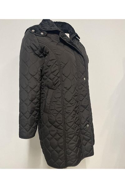VETRE Black 95 cm Cooked Pattern Quilted Coat