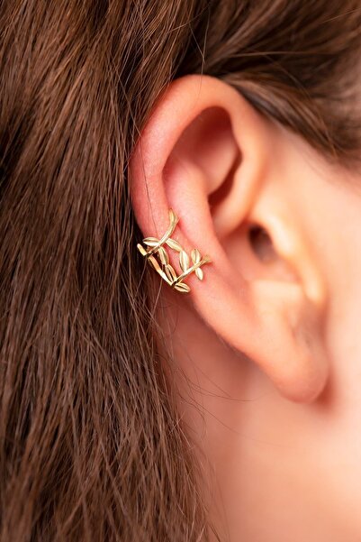 SUNSHINE 925 Ayar Gold Kaplamalı Sarmaşık Gümüş Kıkırdak Küpe