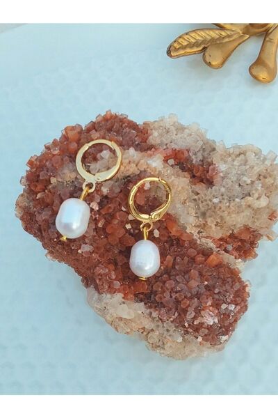 By Song Aksesuar Gerçek Inci Küpe Çelik Küpe