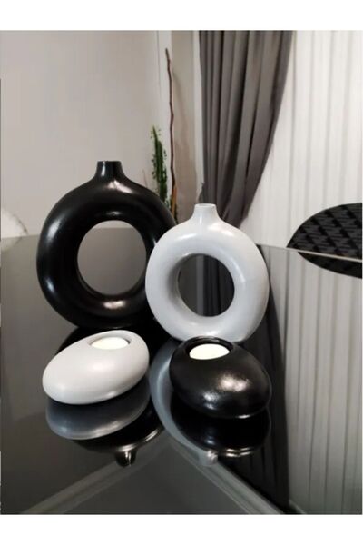 BLANJ Bohem Halka Vazo Ve Elips Mumluk Seti