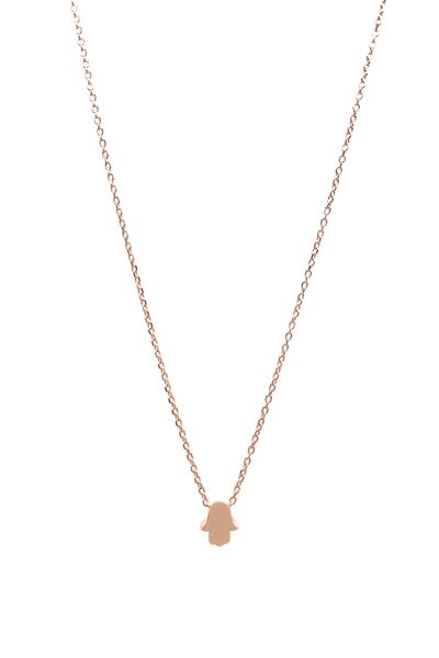 SUNSHINE 925 Ayar Rose Kaplamalı Fatma Ana Eli Minimal Gümüş Kolye