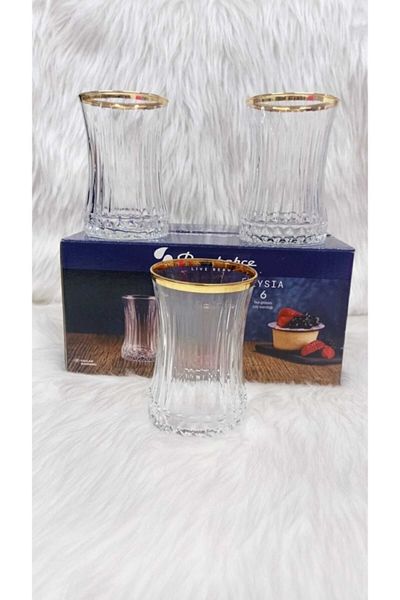 Paşabahçe 42901 Elysıa Gilded Set of 6 Tea Glasses