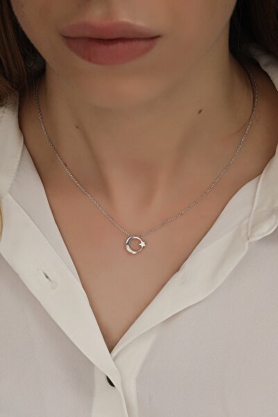 SUNSHINE 925 Ayar Rodyum Kaplamalı Minimal Ay Yıldız Gümüş Kolye