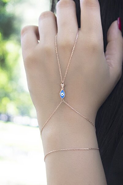 SUNSHINE 925 Ayar Rose Kaplamalı Mavi Mineli Balık Gümüş Şahmeran