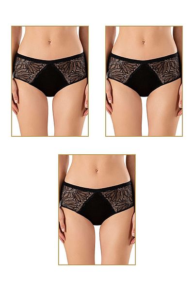 ÖZKAN underwear Özkan 25614 3 Pack Γυναικεία εσώρουχα Bato από βαμβακερό δαντέλα