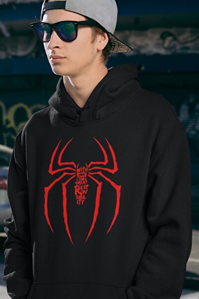 SEVBANO Spider-Man Logo Baskılı Unisex Oversize Örümcek Adam Hoodie