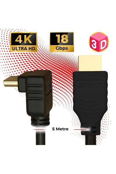 TTAF Hdmi 2.0 4k Ultra Hd 60 Hz L Tipi Ses Ve Görüntü Aktarım Kablosu 5 Metre