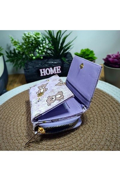 R SHOP Pink Cat Patterned Children's Wallet - 11x8 Cm, Women and Young Girls
