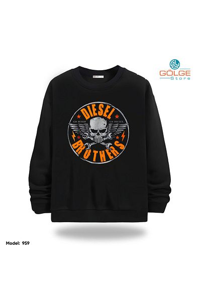 Gölge Store Motorcycles Chest Printed Slimfit Crew Neck 2 Thread Unisex Sweatshirt