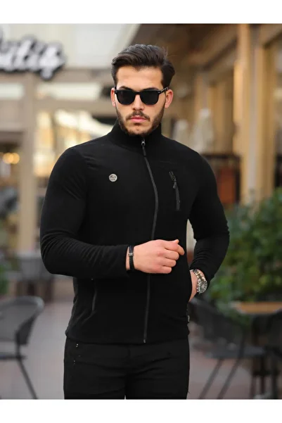BERNEO Men's Black Fleece - Full Zip and 3 Pocket Top