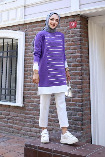 HARMAN BUTİK Striped Mevsik Knitwear Women's Tunic