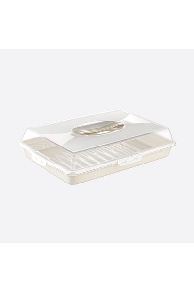 PONÇİK STORE Rectangular Cake Pastry Pastry Storage Container, Locked Pyrex Carrying Container Large Size 45cm