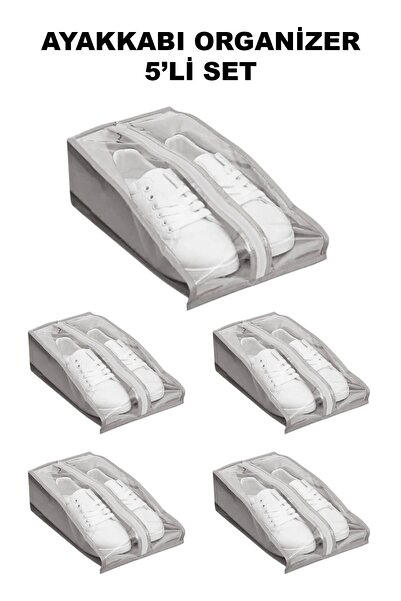 intoku 5'li Set Ayakkabı Düzenleyici Organizer Bavul İçi Şeffaf Ayakkabı Seya...