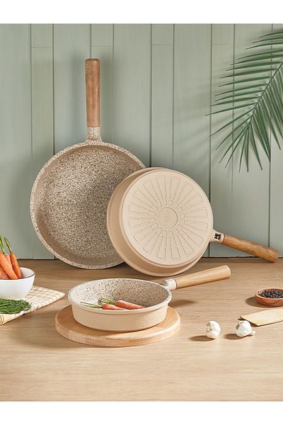 FALEZ 3-Piece Creamy Cast Pan Set