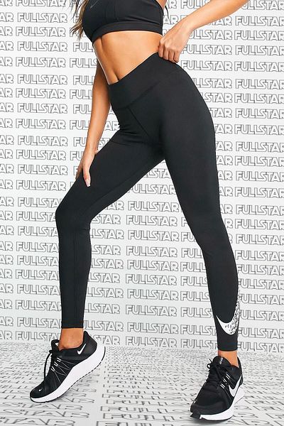 Nike Black Dri Fit Leggings - Big Swoosh, Recovery Leggings with Two Inner Pockets