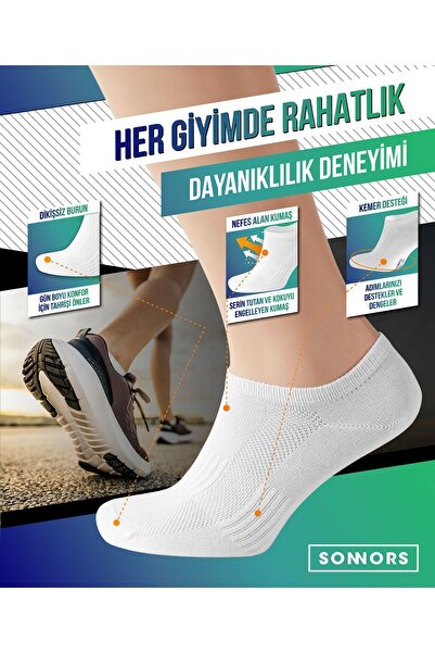 SONNORS 6 чифта дамски и мъжки спортни чорапи, маратонки, черно-бели, чорапи от органичен памук
