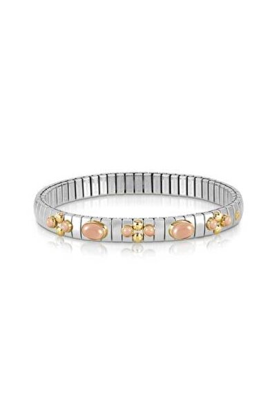 NOMİNATİON Xte Steel Bracelet, 18k Gold And 6p2g Stones (oval) (006_pınk Coral)