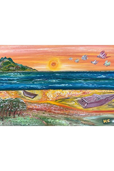 Kuşlar, Elyapımı Yağlıboya Resim 50x70