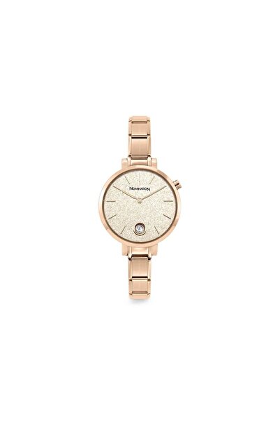 NOMİNATİON Paslanmaz Çelik Kayışlı Parıs Daire , Rosegold Zirkon Işlemeli Saat - Parlak Rose
