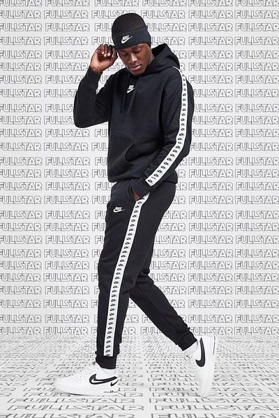 Nike Zeus Tape Graphics Hooded Black Club Fleece Tracksuit Set