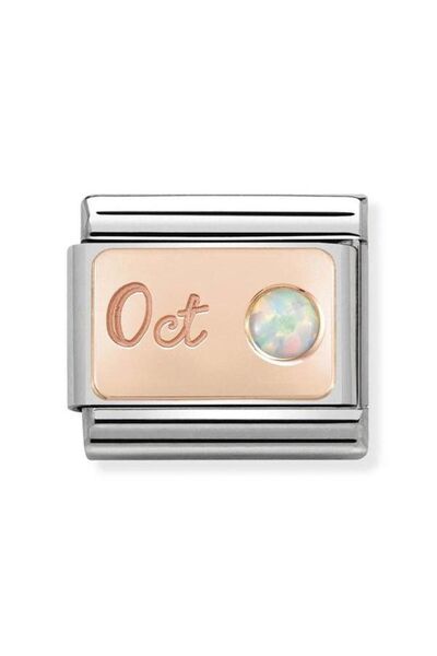 NOMİNATİON Composable Classic Stone Of Month In S, Steel And 9k Rose Gold (10_october Whıte Opal)
